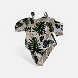 Tropical Leaf Print Swimsuit